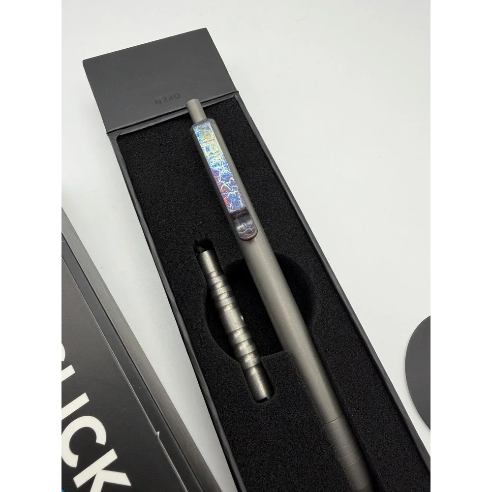 Big Idea Design Slim Click Pen Stonewashed Titanium Lightning Anodized Clip